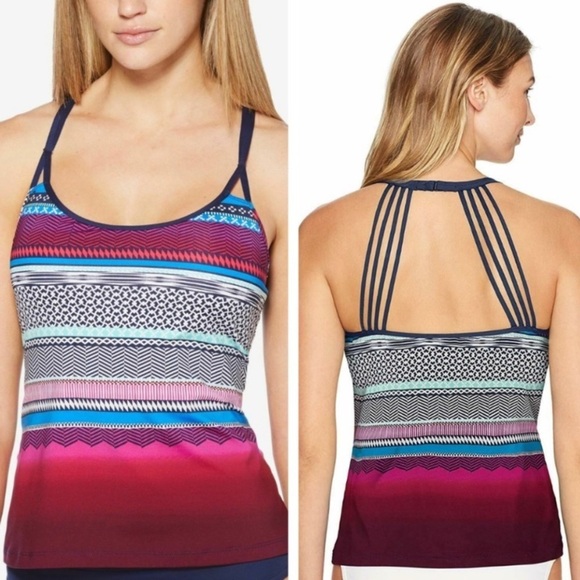 NWT JAG Ombre Stripe Multi-Strap Back Tankini Swim Top S Small - Picture 1 of 11